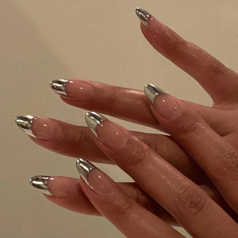24Pcs Simple Wine Red Fake Nail with Glue Mid-length Almond Press on False Nails Wearable Round Head Oval Full Cover Nail Tips 1493