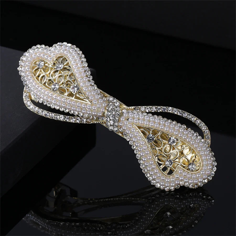 Fashion pearl Crystal Hair Clips Vintage Spring Hairpins Leaf Flowers Barrettes Elegant Women Headwear Luxury Hair Accessories 7
