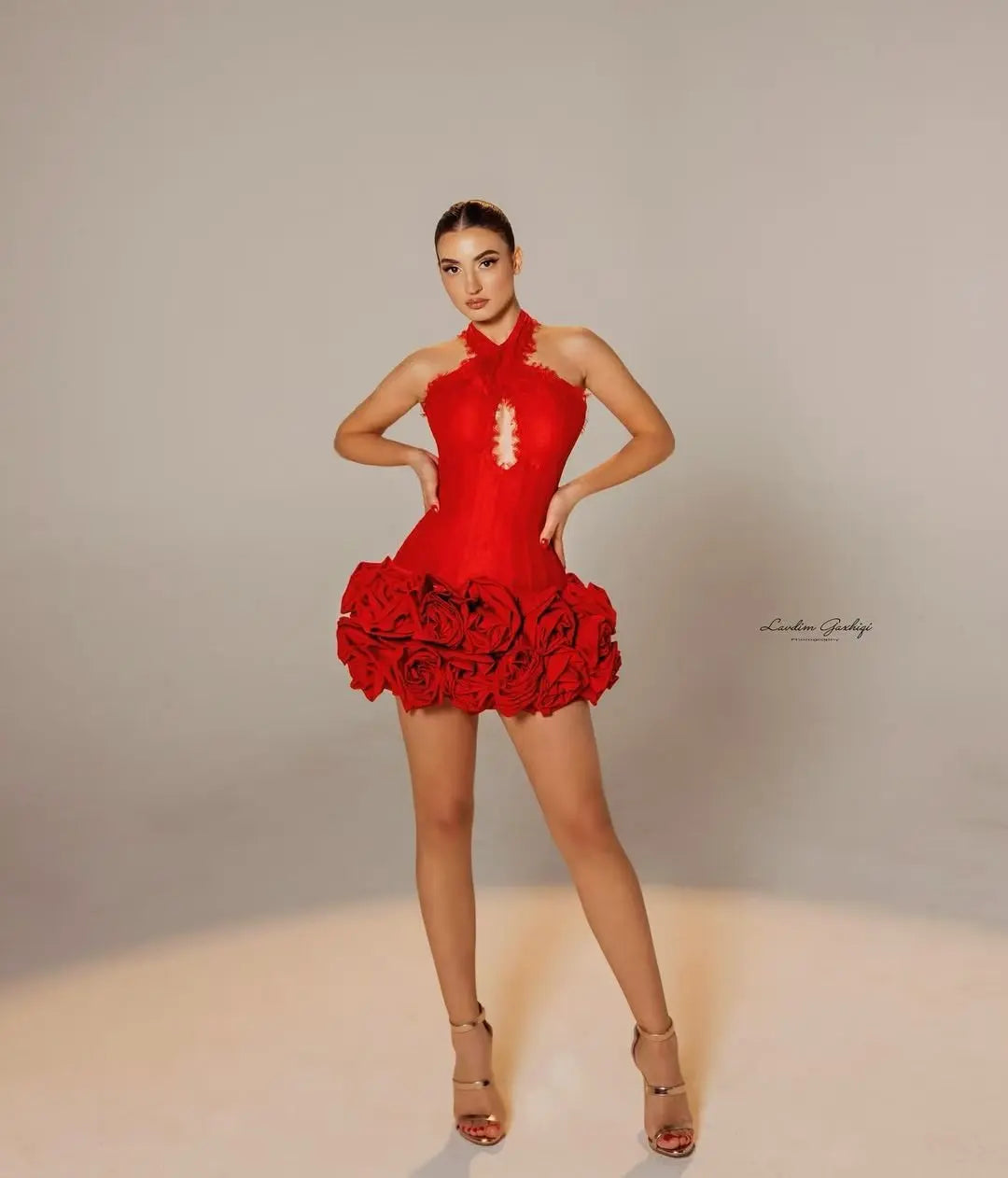 New Arrival Women Sleeveless Sexy Halter Florlas Bodycon Mini Bandage Dress Celebrate Fashion Nightclub Party Birthday Outfit