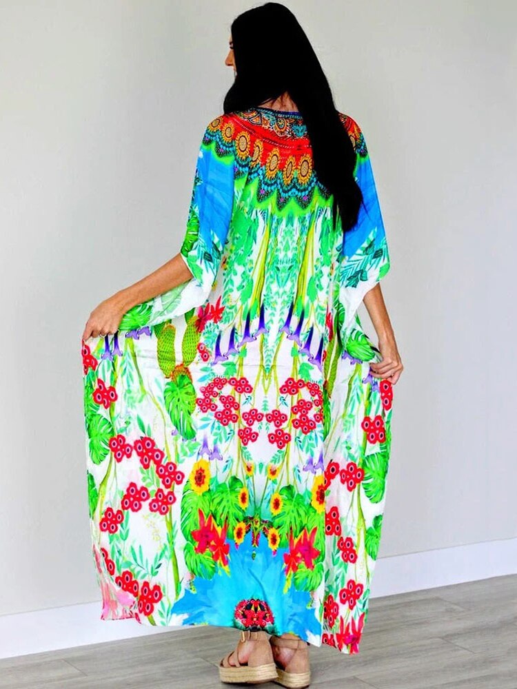 Plus Size Beach Cover Up Robe Plage Sarong Swimsuit Cover Up Pareos Color-05 One Size