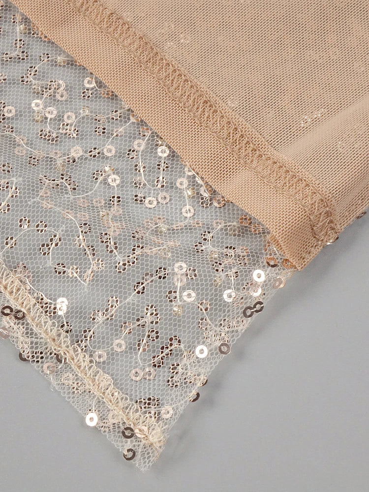 Nude Crystal Tassels Maxi Long Dress Strapless See Through Mesh Sequins Maxi Bodycon Celebrity Party Cocktail Evening Gowns