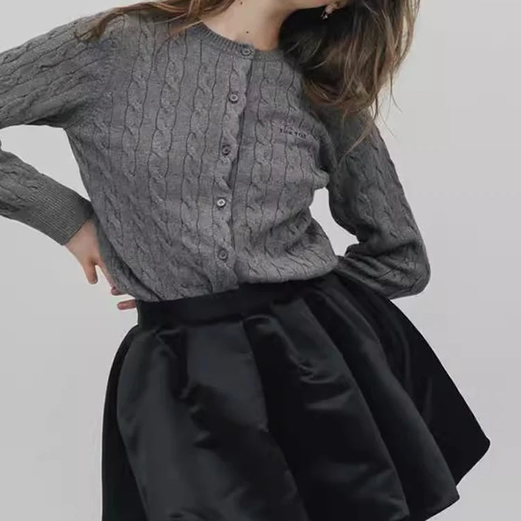 Lautaro Spring Summer Sweet Cute Soft Shiny Satin Mini Bud Skirt Women with Shorts High Waist Short Luxury Designer Clothes