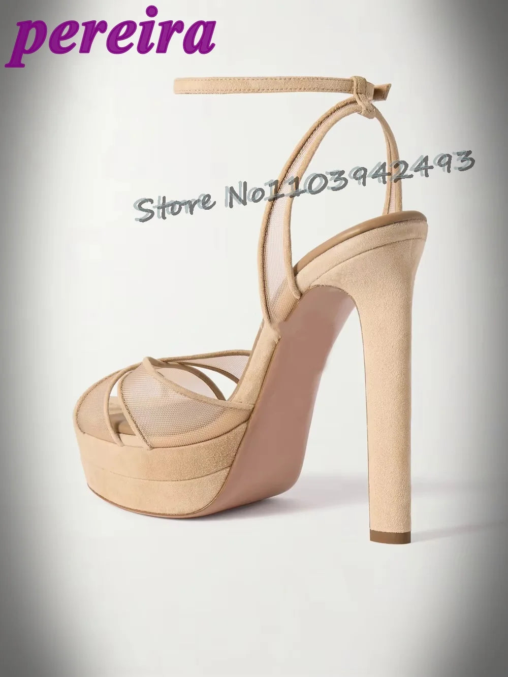 Pereira Mesh Black Heels Cross Strap Heeled Sandals Women Luxury Designer Shoes Summer Solid Khaki Shoes Back Strap Sandalias