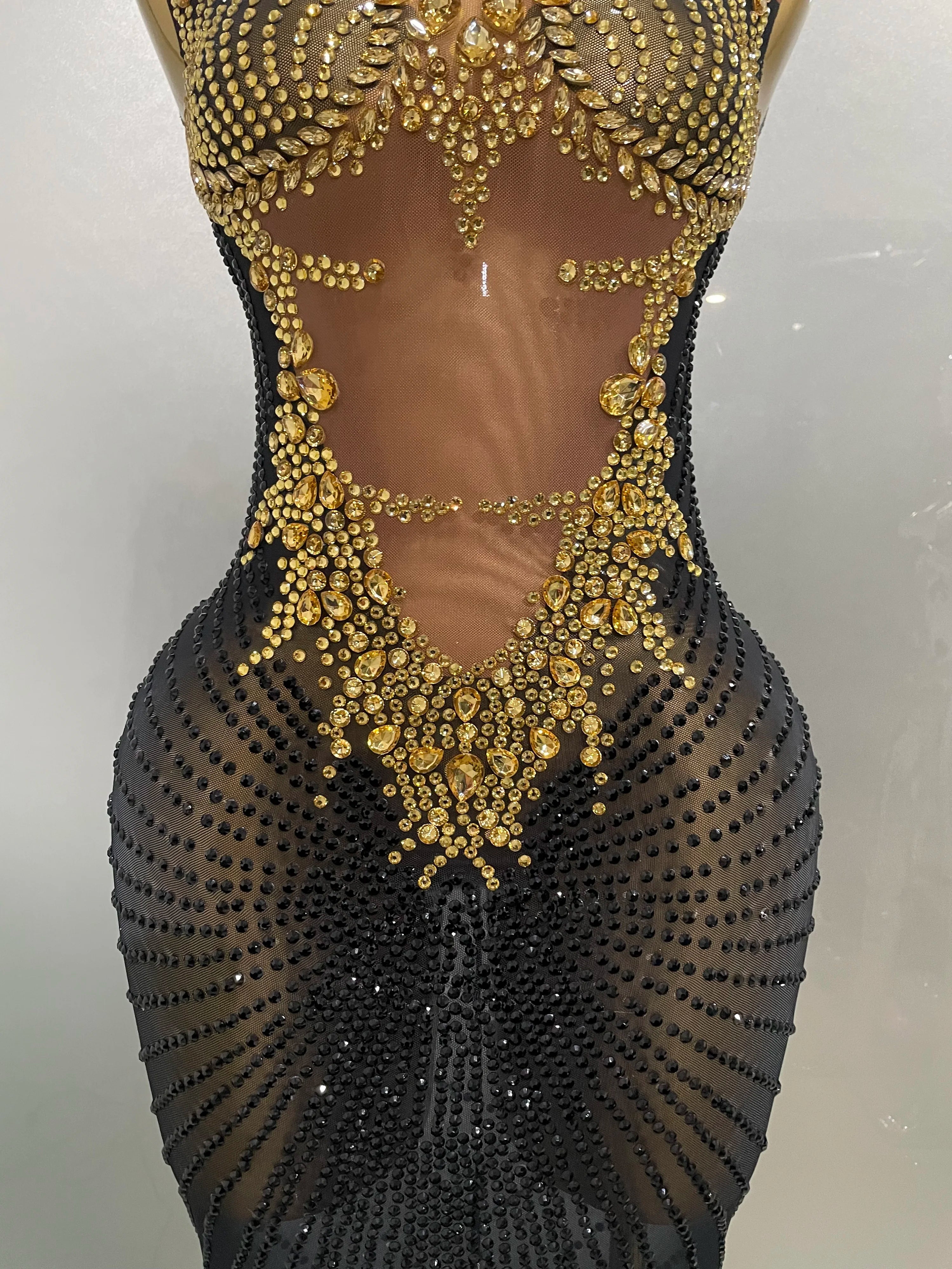 Sexy Sparkly Rhinestones Sleeveless Long Dress 2025 New Women Birthday Celebrate Evening Photo Shoot Stage Performance Costume