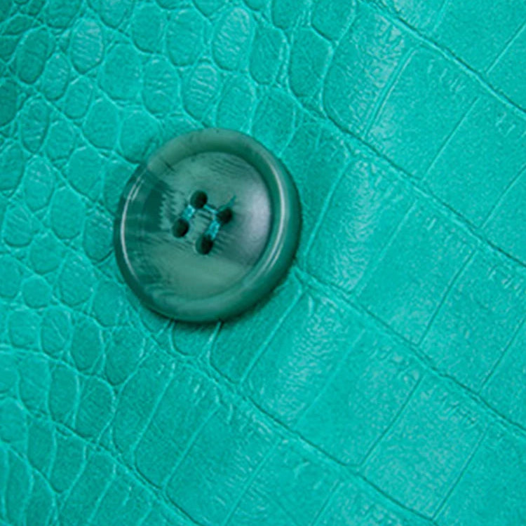 LautaroSpring Autumn Loose Casual Crocodile Print Faux Leather Blazer Jacket for Women Double Breasted Luxury Korean Fashion