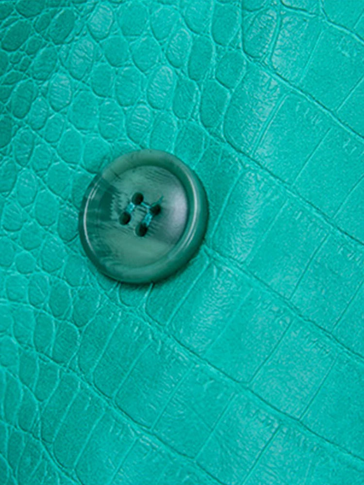 LautaroSpring Autumn Loose Casual Crocodile Print Faux Leather Blazer Jacket for Women Double Breasted Luxury Korean Fashion