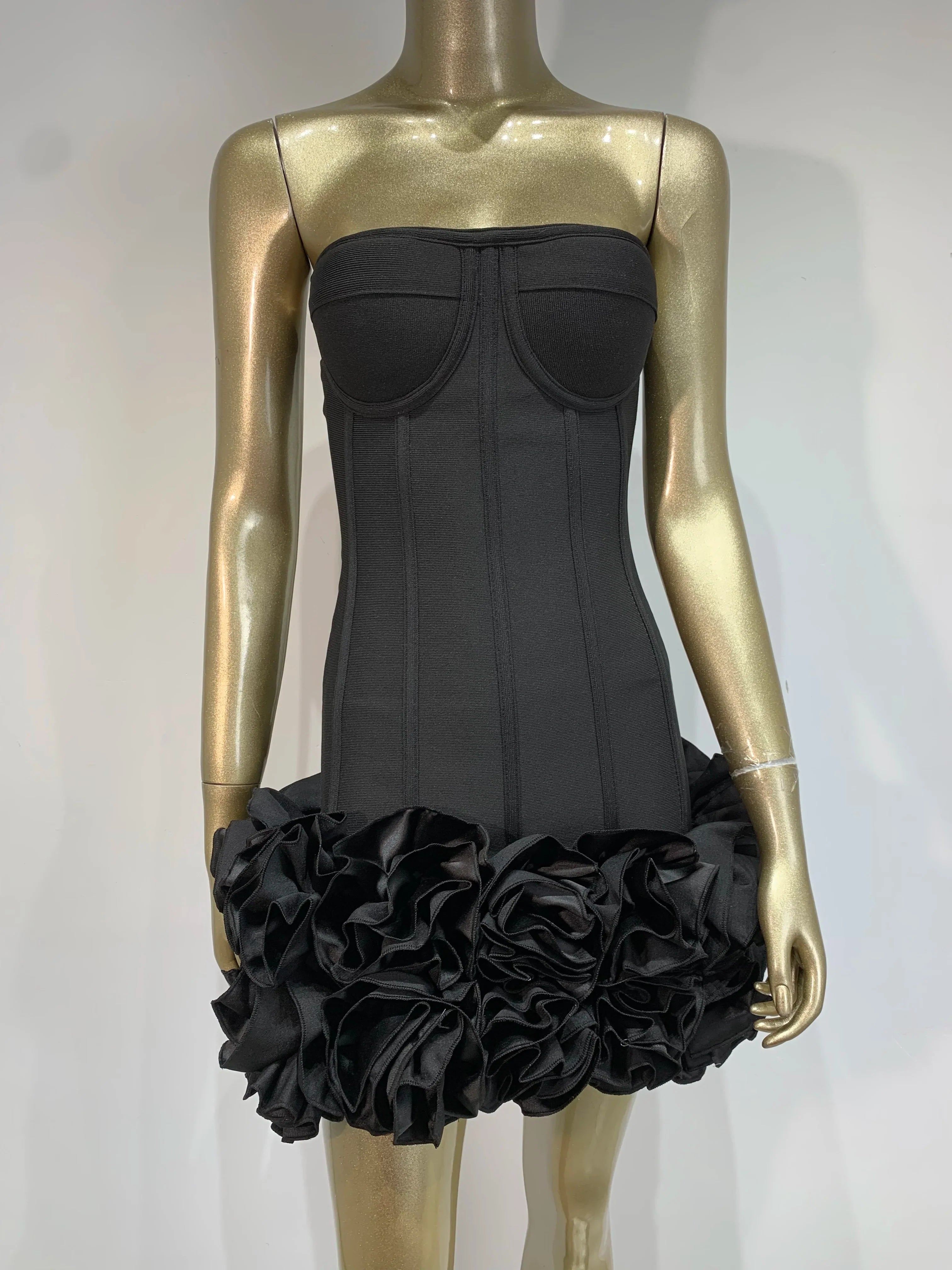 Ladies Sexy Strapless Backless Red Flower Mini Bandage Women Celebrity Dress 2025 Elegant Party Evening Club Vestido Clothing