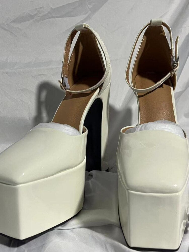 Spring and Summer New Women's High Heels Patent Leather Wedding Shoes Luxury Sexy Paris Fashion Banquet White