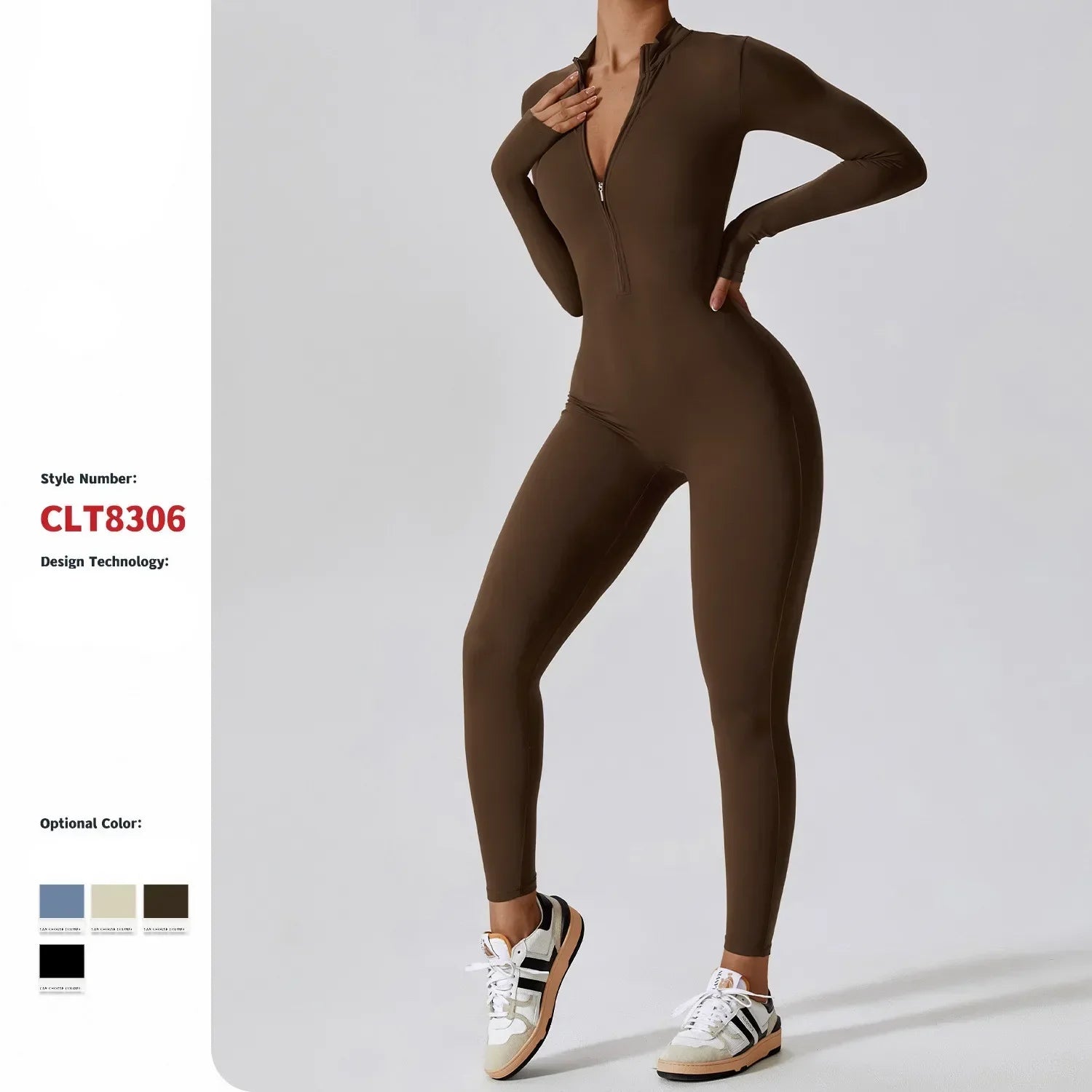 Yoga Jumpsuit Women Seamless Sports Zipper Jumpsuit Set Gym Long Sleeve Fitness Suit Elastic Gym Workout Bodysuit Athletic Wear