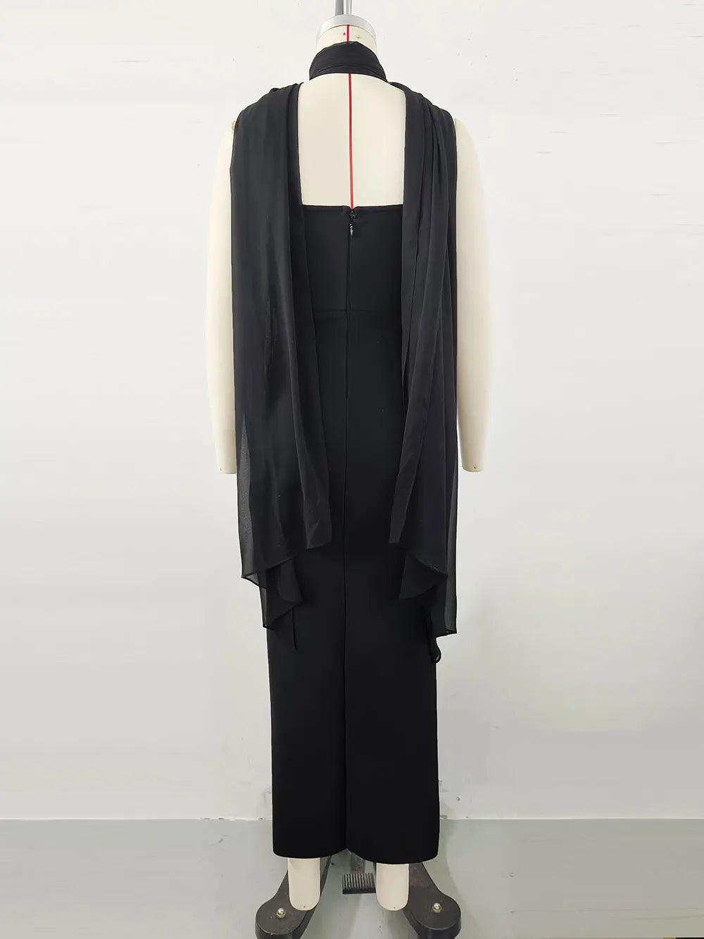 2025 Elegant Women's Light Luxury Nail Bead Patchwork Bandage Dress+Scarf Strapless Sleeveless Bodycon Long Dress Party Vestidos