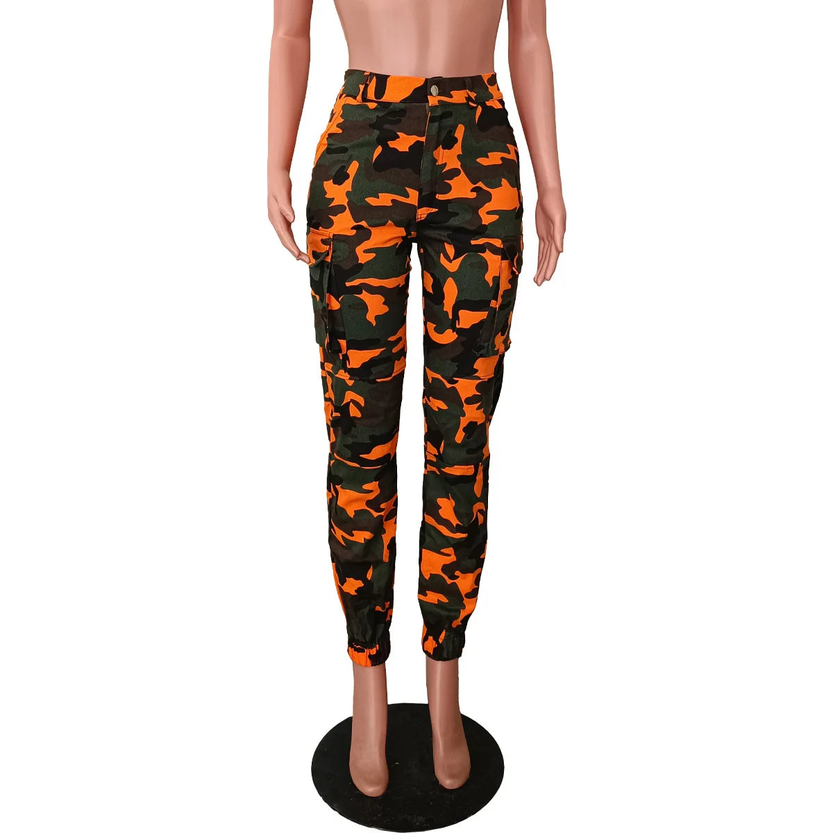 Women’s Camouflage Printed Slim Cargo Pants 2024 Spring/Summer Pocket Jogger Street Fashion Safari Trousers