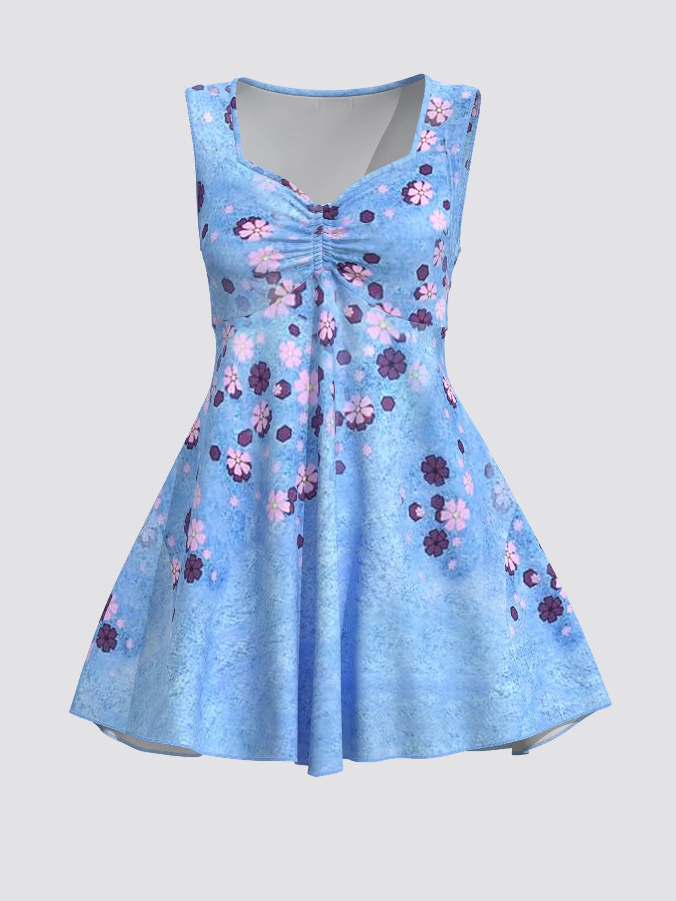 Casual Women Plus Size Two Piece Set Square Collar Floral Printed Tank Tops and Cropped Trousers Summer Matching Sets 2025