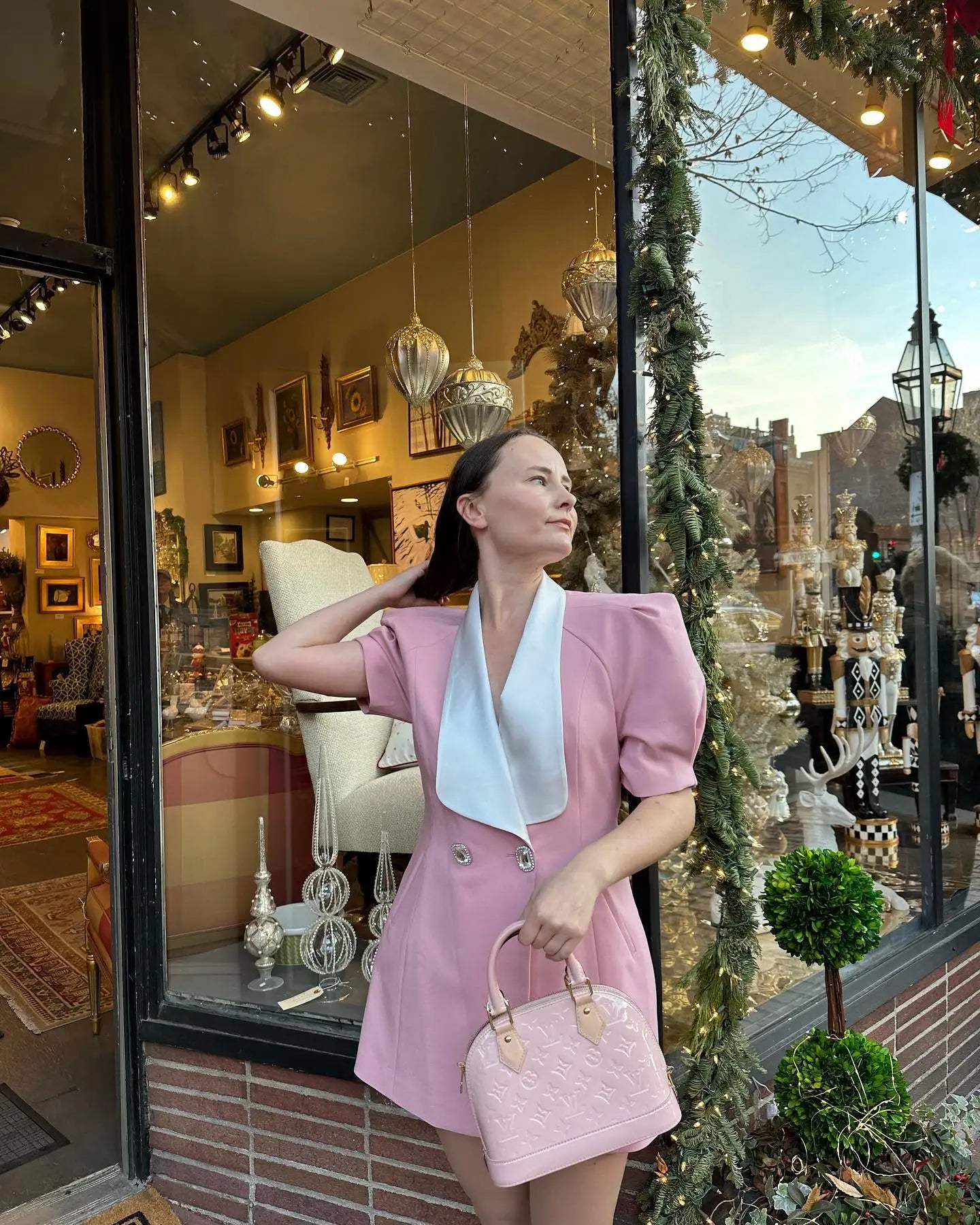 Sexy V Neck Puff Sleeve Back Bow Mini Dress Women Fashion Button Decor Slim Fit Dresses Elegant Female Banquet Vestidos Pink