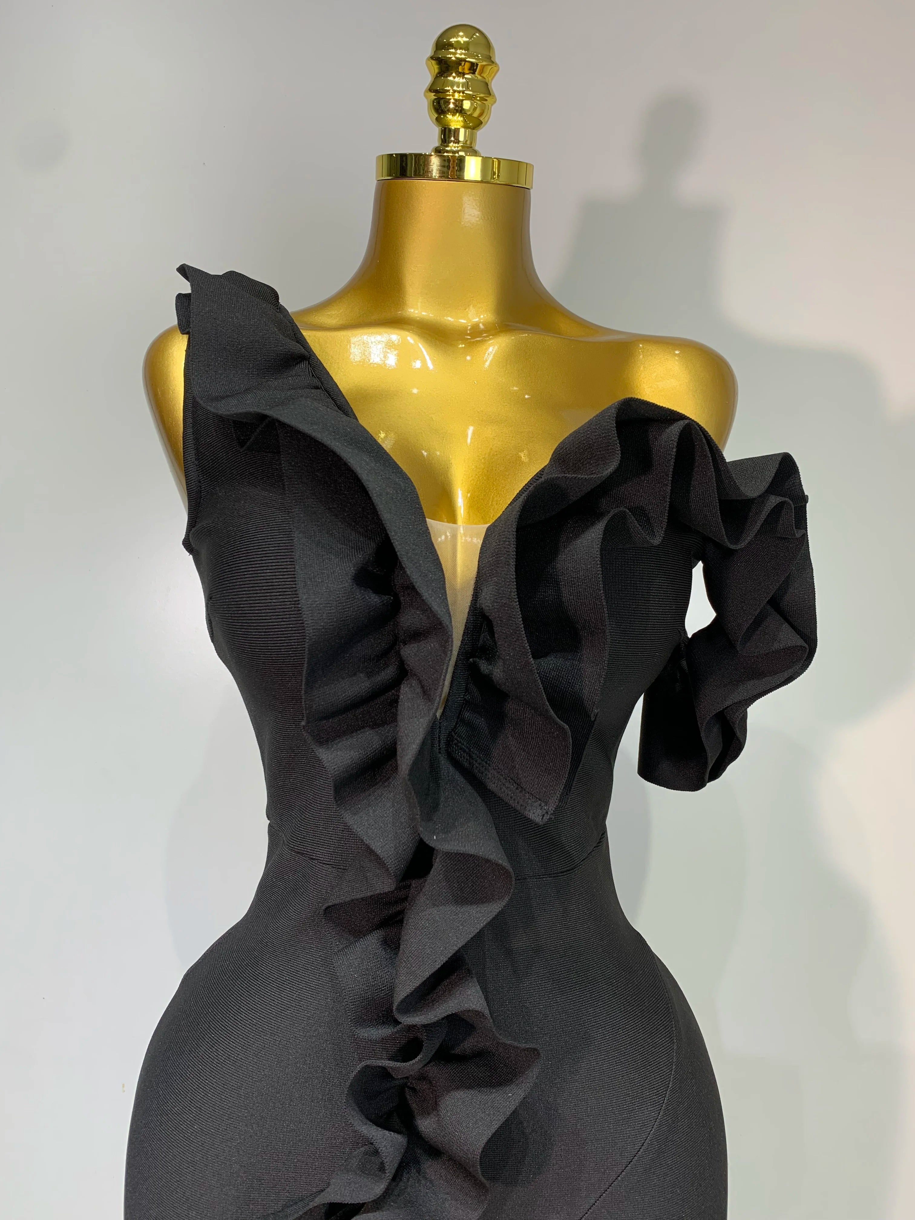 Women Sexy Backless Ruffles Bodycon Split Bandage Dress 2025 Celebrity Elegant Evening Party Luxury Birthday Dresses