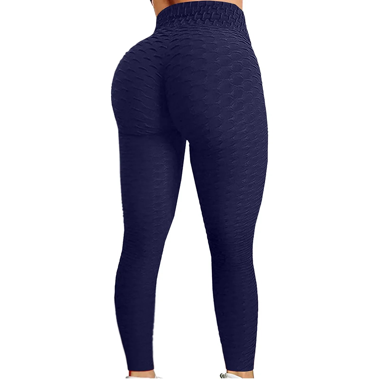 Women's Bubble Hip Lifting Exercise Fitness Running High Waist Yoga Pants Navy