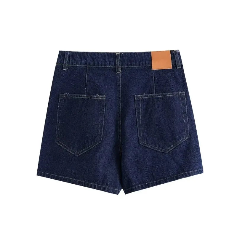 TRAF ZR Demin 2 Piece Short Sets Women Vacation Outfits Summer Y2k Vintage Women's Spring Suits Loungwear Set Tracksuit