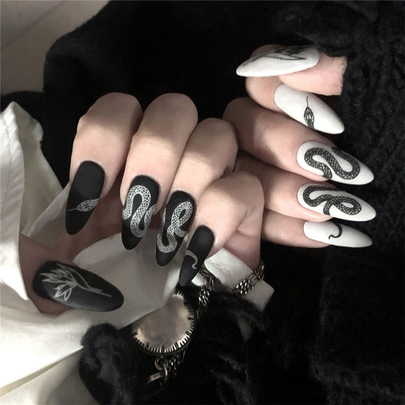 24pcs накладные ногти False Nails Supplies For Professionals With Glue Charming Nail Art Press On Nails French Wearable Manicure JP989