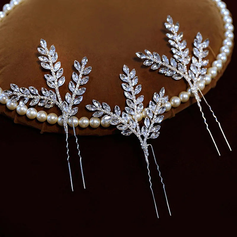 Fabric Floral Bridal Hair Pins Clips Gold Color Pearls Wedding Hair Pieces Women Accessories Handmade TY074