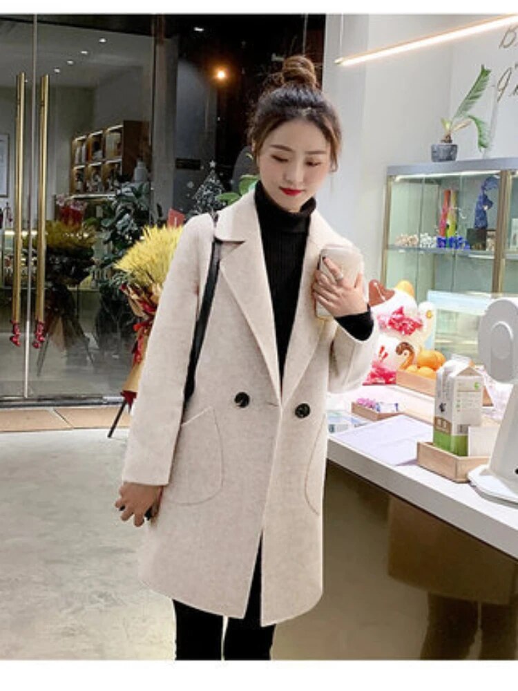 Winter Jackets for Women 2024 Autumn Korean Fashion Loose Mid-length Trench Coat Vintage Thick Suit Women's Clothing Outerwears Beige