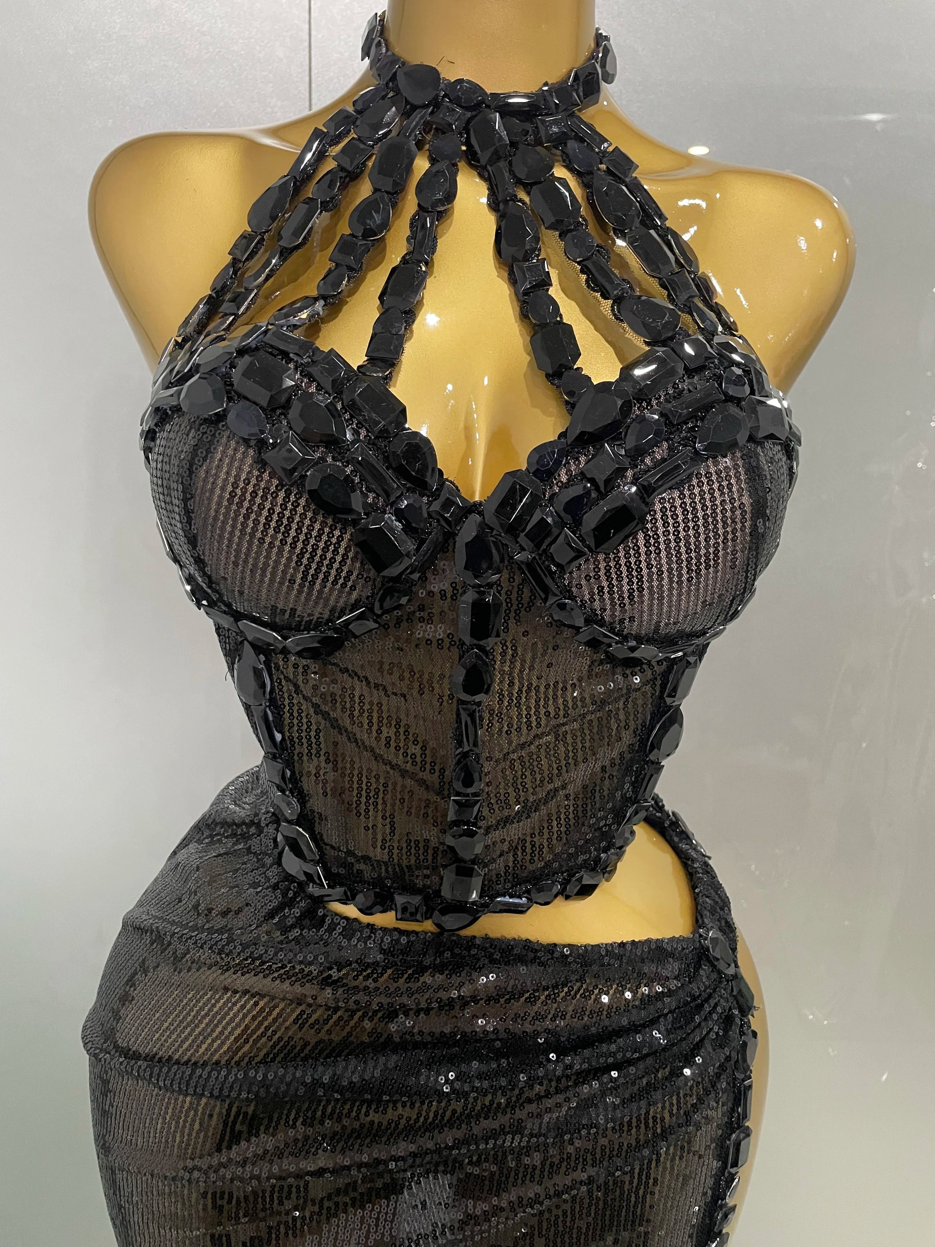 Sexy Luxury Shiny Diamond Sequins Cocktail Dress 2Pcs Set 2025New Women Evening Celebrate Birthday Party Nightclub Stage costume