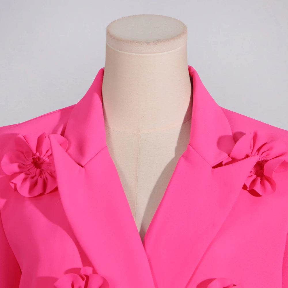 Fashion Spliced Appliques Elegant Jackets for Women Lapel Long Sleeves Patchwork Double Breasted Jacket Female New