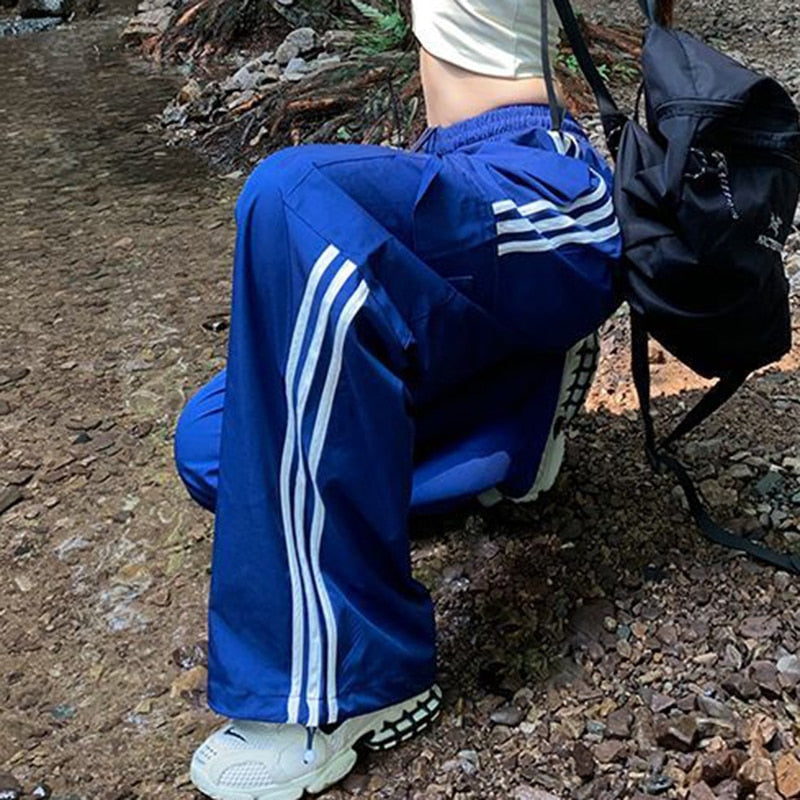 Pantalon de jogging décontracté pour femmes, Vintage, couleur unie, taille basse, Baggy avec cordon de serrage, jambes larges, survêtement, Streetwear, Cargo
