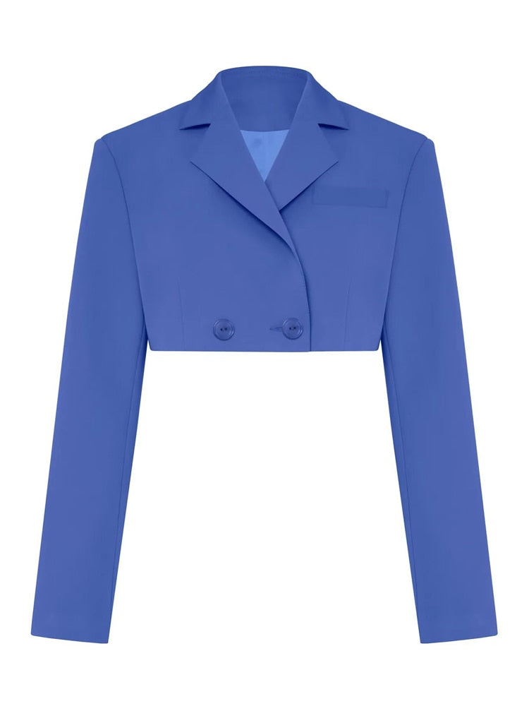 Taruxy – ensemble deux pièces décontracté pour femme, tenue d'automne, noir, assorti avec jupe et Blazer, haut court, nouvelle collection 2022
