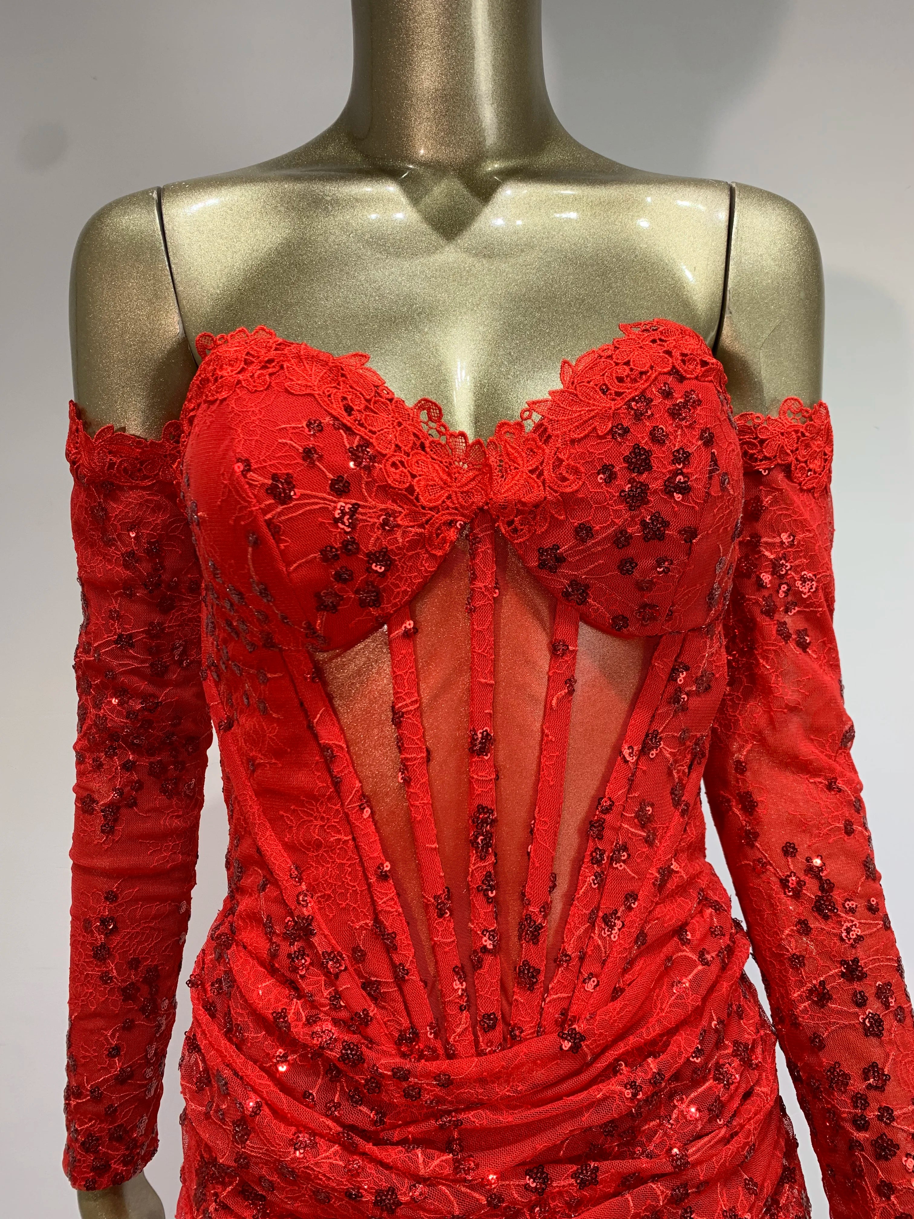 New Women Summer Sexy Off Shoulder Lace Sequins Red Maxi Long Bodycon Dress 2024 Elegant Evening Party Club Dress Vestido