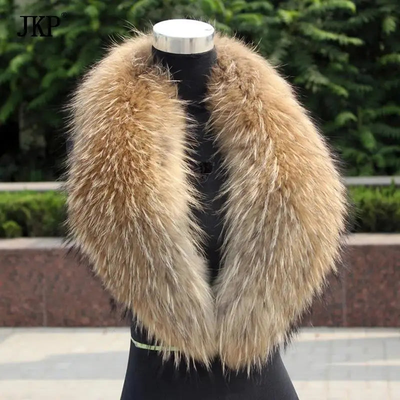 Natural Fur Collar Real raccoon fur fox collar natural scarf Genuine Big Raccoon Jacket Fur scarf warp shawl winter neck warmer