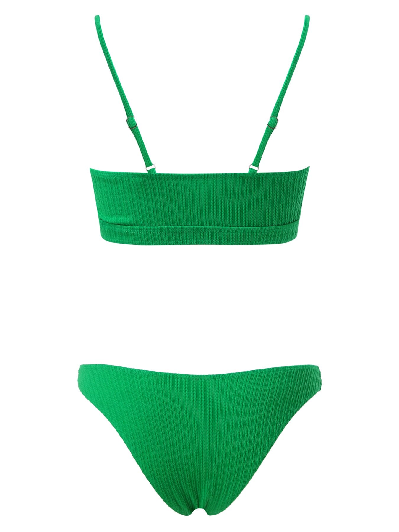 Ribbed Metal Circle Low Waist Bikini Sets Swimsuit - Green Sexy Two Pieces Beachwear