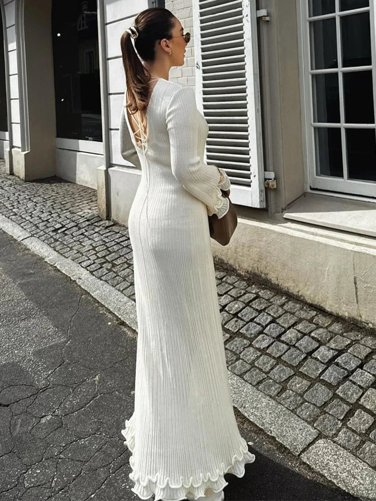 Elegant V Neck Denim Patchwork Knitted Long Dress Women Fashion Short Sleeved Buttons Bodycon Dresses Office Lady Pockets Robes