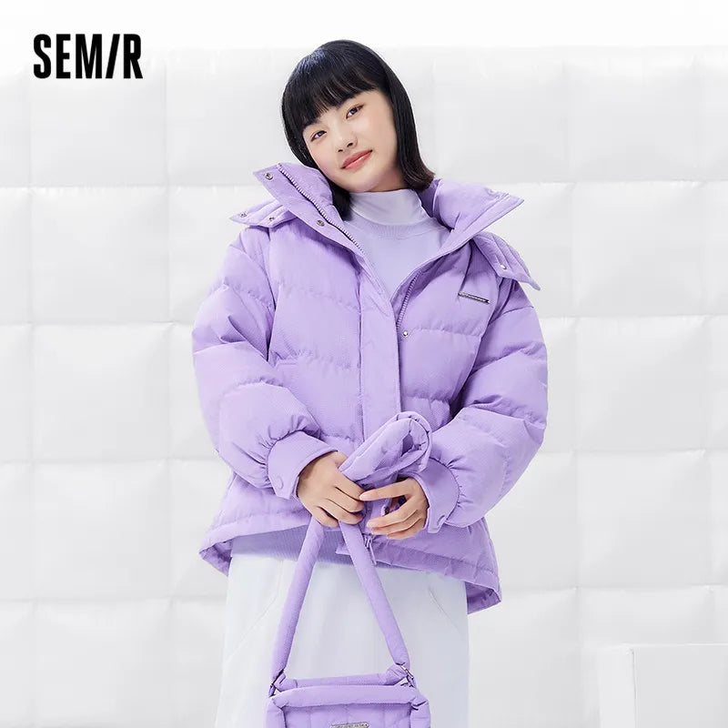 Semir Down Jacket Women Medium Long Design Hooded Warm 2022 Winter New Loose Thick Coat Woman'S Fashion