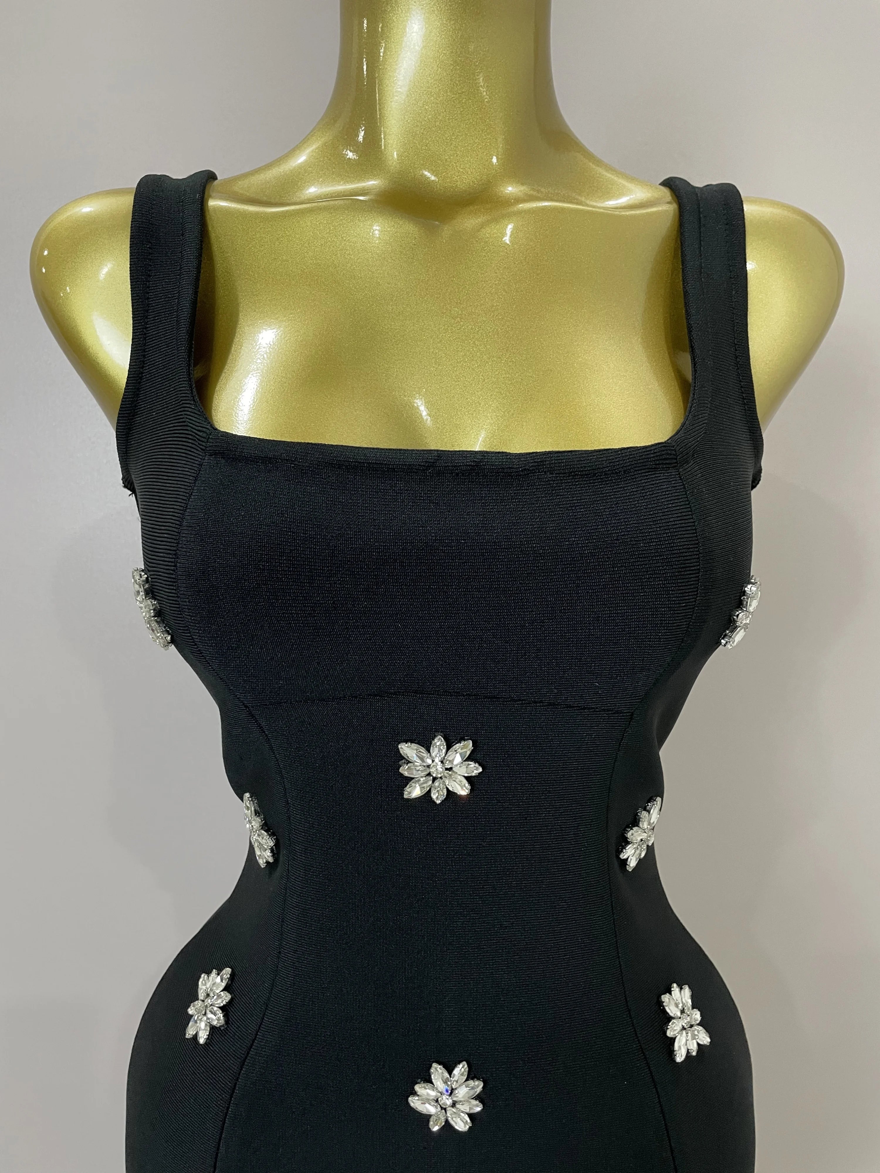 2025 New STyle Shining Crystal Women Sleeveless Bodycon Mini Bandage Dress Elegant Ruffles Cute Birthday Party Celebrate Dress