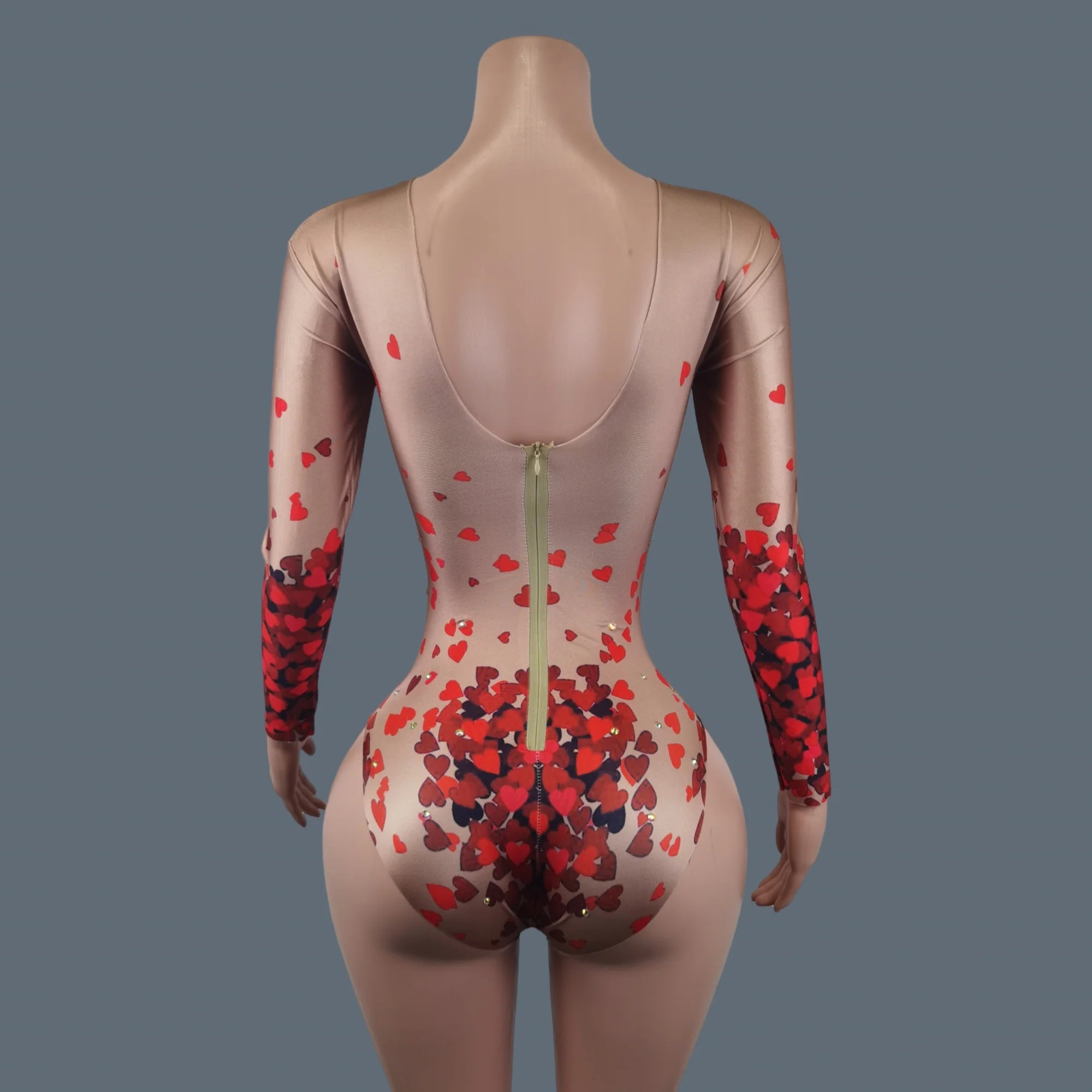 Women Sexy Printing Spandex Elastic Bodysuit Club Stage Performance Dance Costume Showgirl Bodysuit Birthday Party Wear Aiqinhai