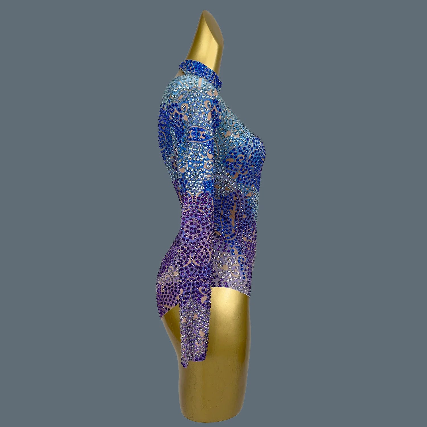 Sparkly Crystal Diamonds Sexy Tight Bodysuit Long Sleeve Performance Dancer Cosume Nightclub Bar Stage Wear Bumengwang