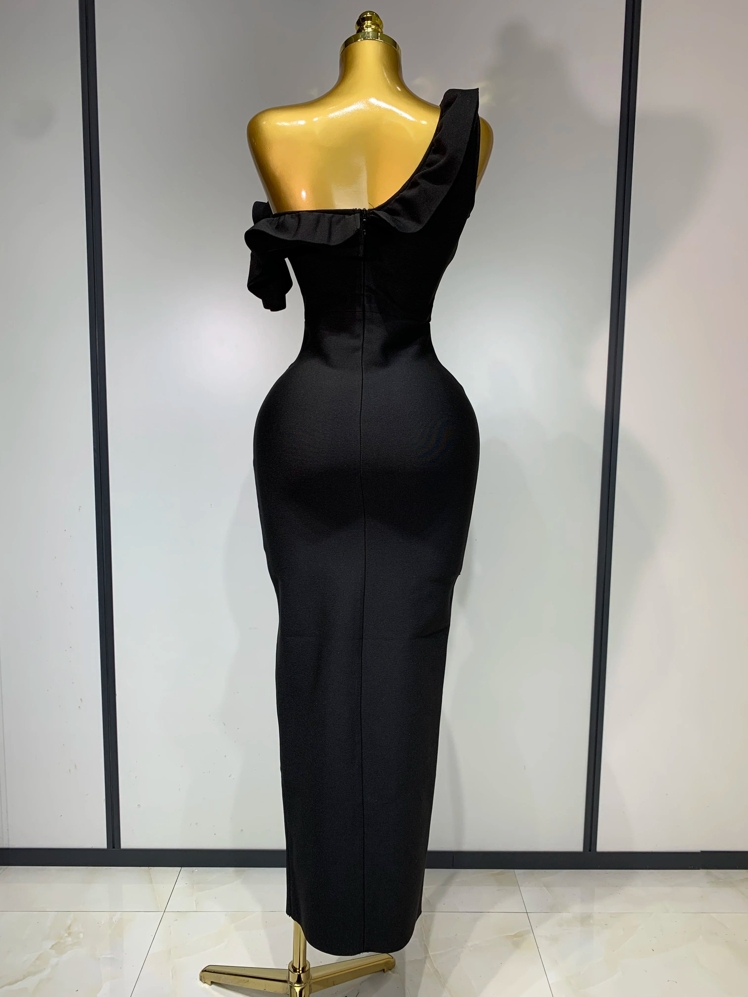 Women Sexy Backless Ruffles Bodycon Split Bandage Dress 2025 Celebrity Elegant Evening Party Luxury Birthday Dresses