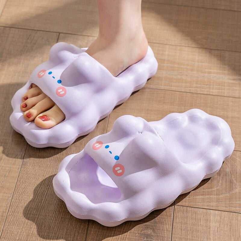 Womens Home Slippers EVA Indoor Floor Soft Solid Couple Men Slipper Summer Cartoon Unisex Bedroom Shoes Ladies Cloud Flip Flops purple