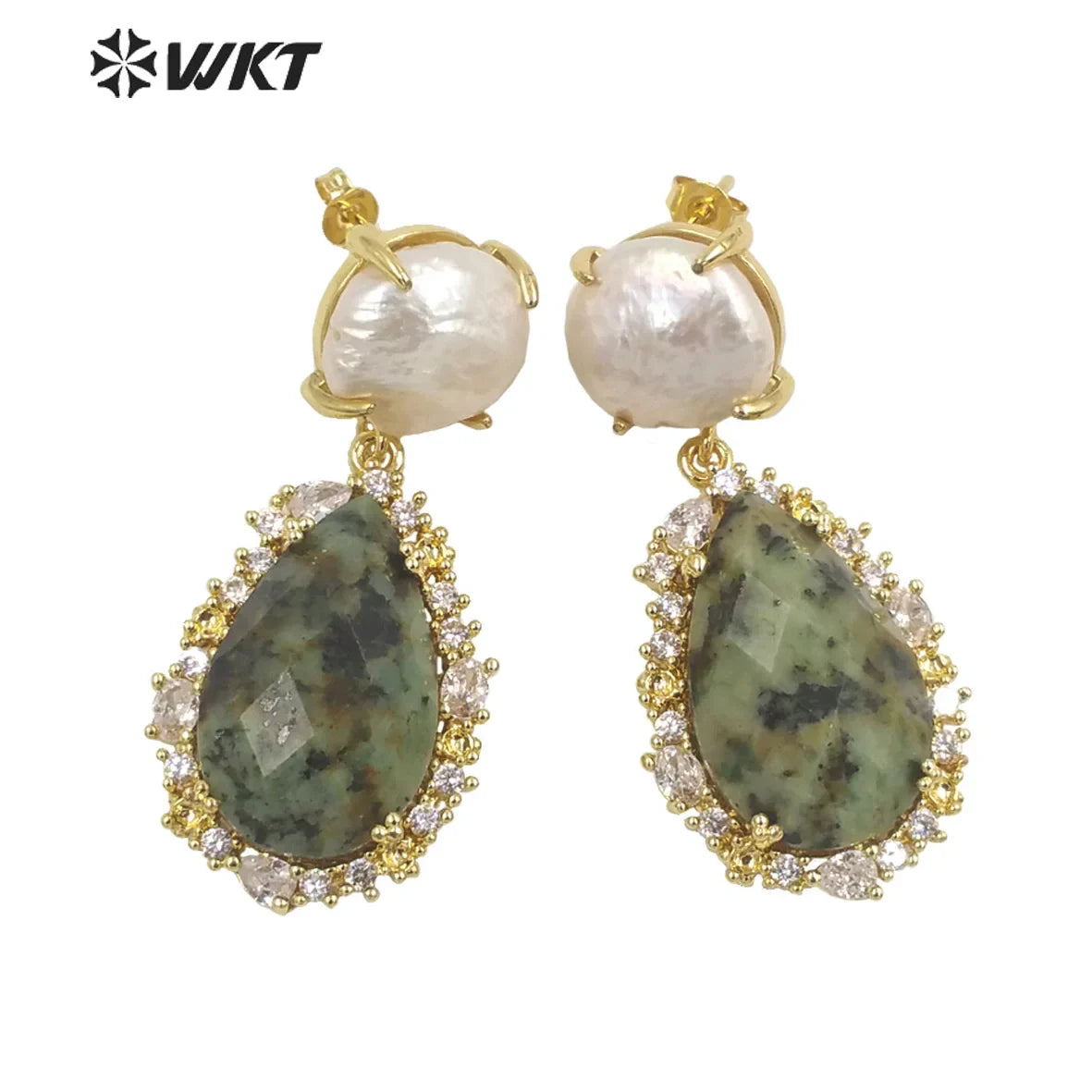 WKT-E698 WKT 2022 Elegant gift earrings new style gemstone gold-plated Earrings Retro party accessories jewelry trend new