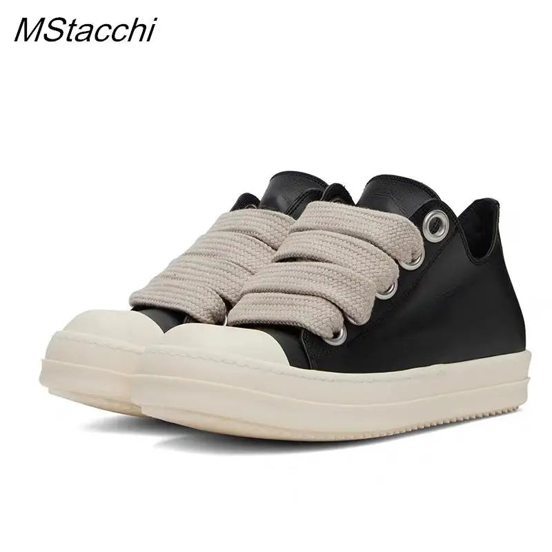 Men's Women Platform Sneakers Black Leather Zipper Lace Up Casual Shoes Thick Bottom Sneakers Large Size Chaussure Femme 2025 black