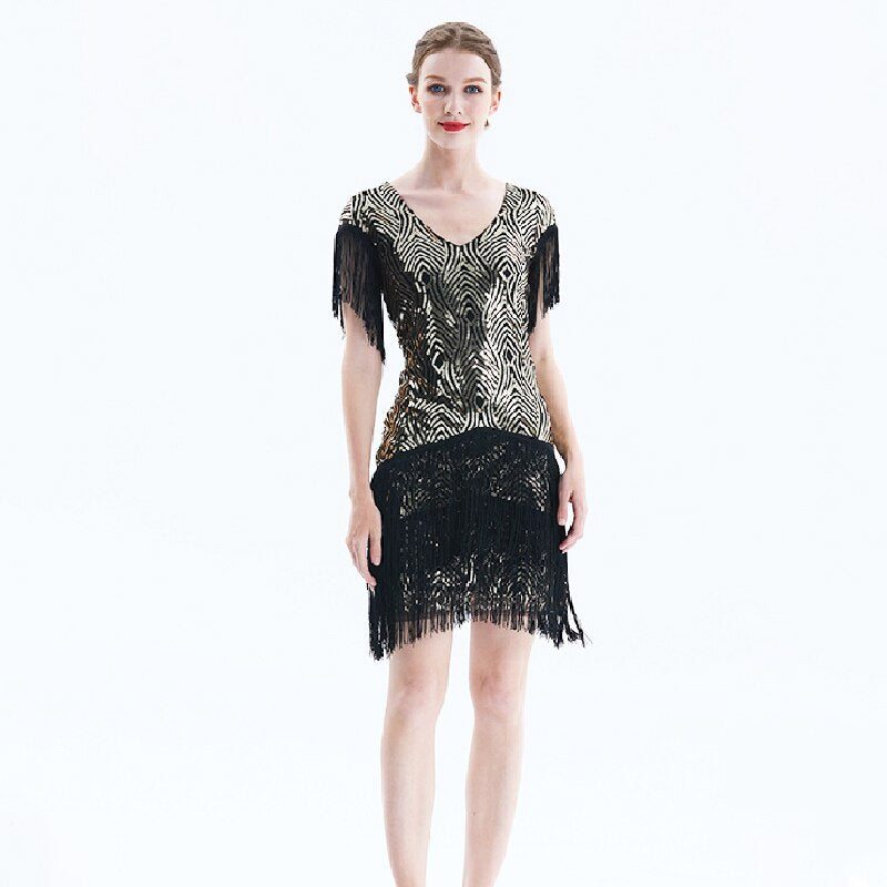 サマードレス女性のための 1920 年代ヴィンテージフラッパーグレートギャツビーフリンジビーズドレスウエディングカクテルウエディングスパンコールタッセルサイズ S-3XL