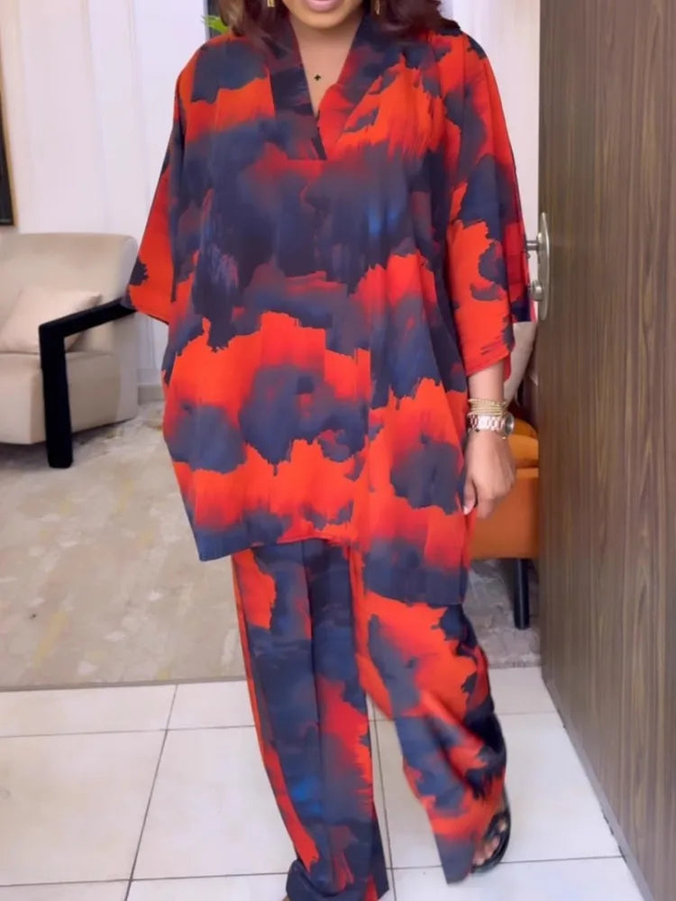 2 Piece Women Sets 2025 Plus Size Spring Autumn Matching Sets Top And Pants Suits Outfits Oversized Clothing