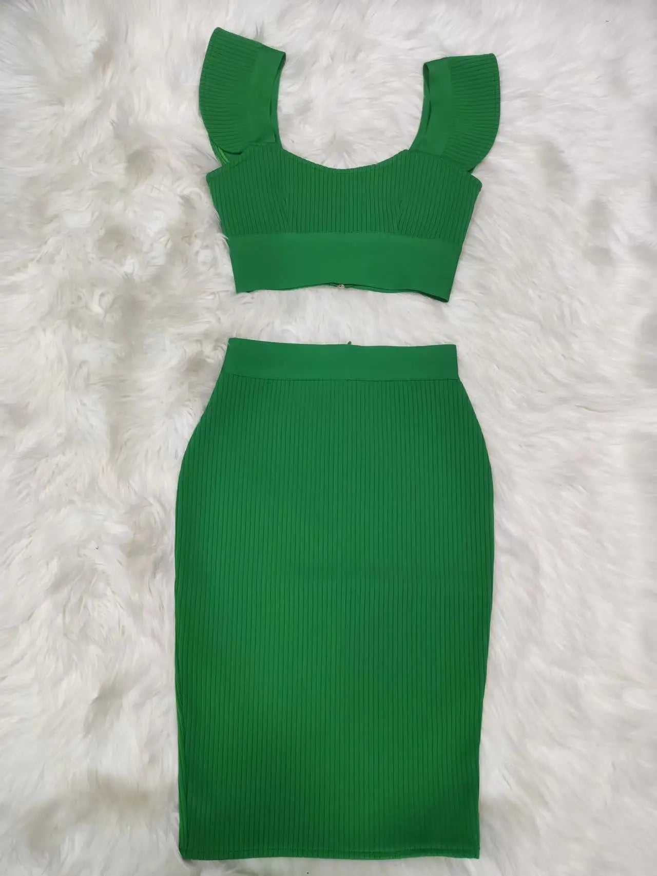 7 Colors Summer Style Women Sexy 2 Pieces Bodycon Mini Dress Nightclub Celebrate Party Fashion Dress Bandage Birthday Dress green
