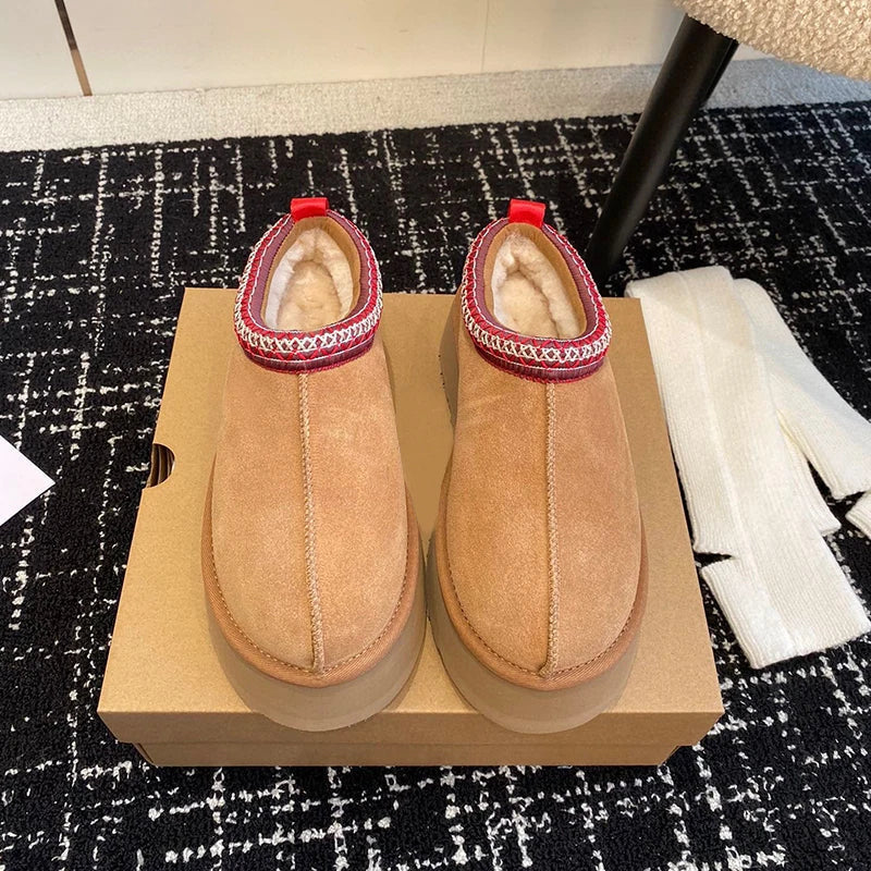 snow boots shoes women slippers slides furry paltform winter high quality free shipping Ankle leather fur ladies