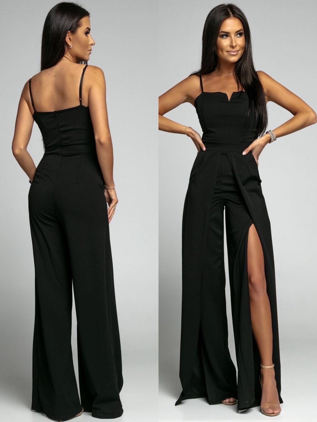 Summer Fashion Jumpsuit Women Sexy Suspender Bra Sleeveless High Waist Split Wide Leg Pants Elegant Temperament Jumpsuit Women