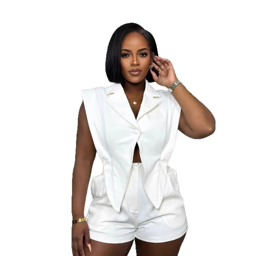 CM.YAYA Women Sleeveless High Waist Hollow Out Short Playsuits Jumpsuit Streetwear Irregular 2025 One Piece Suit Romper Outfits