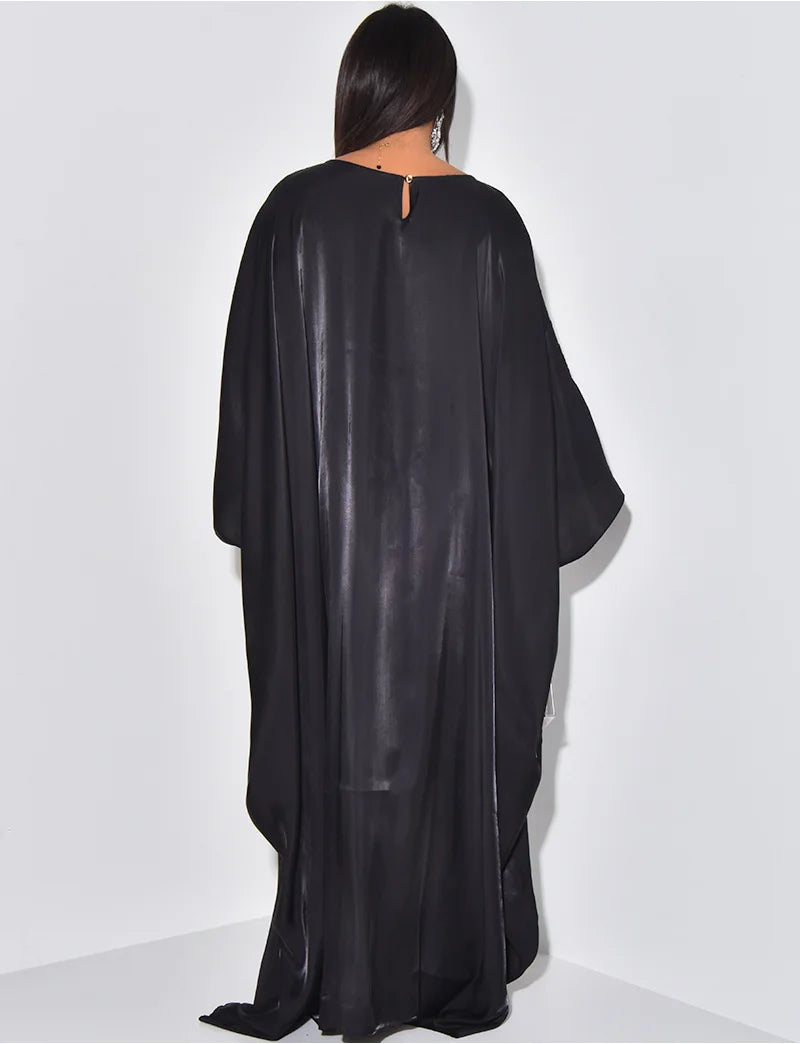 Women Loose O-neck Full Batwing Sleeve Long Maxi Dress Summer Satin Vintage Africa Streetwear Vestido Evening Dresses