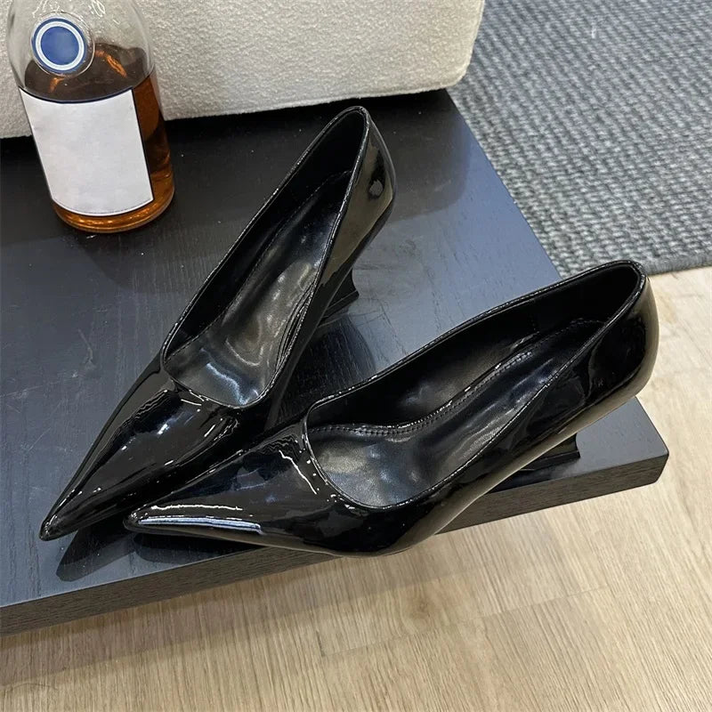 Eilyken Design Pointed Toe Wedges High Heels Women Pumps Silver Red Shoes Sexy Wedding Banquet Zapatos Mujer Black