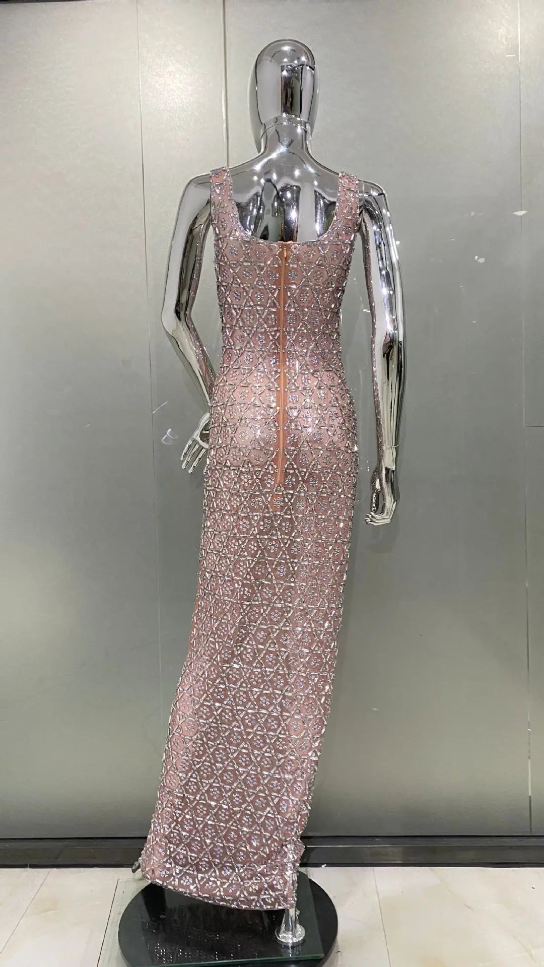2024 Super Shining Diamonds Sexy Mesh See Through Bodycon Long Dress Fashion Woman Evening Party Dress Stage Performance Costume
