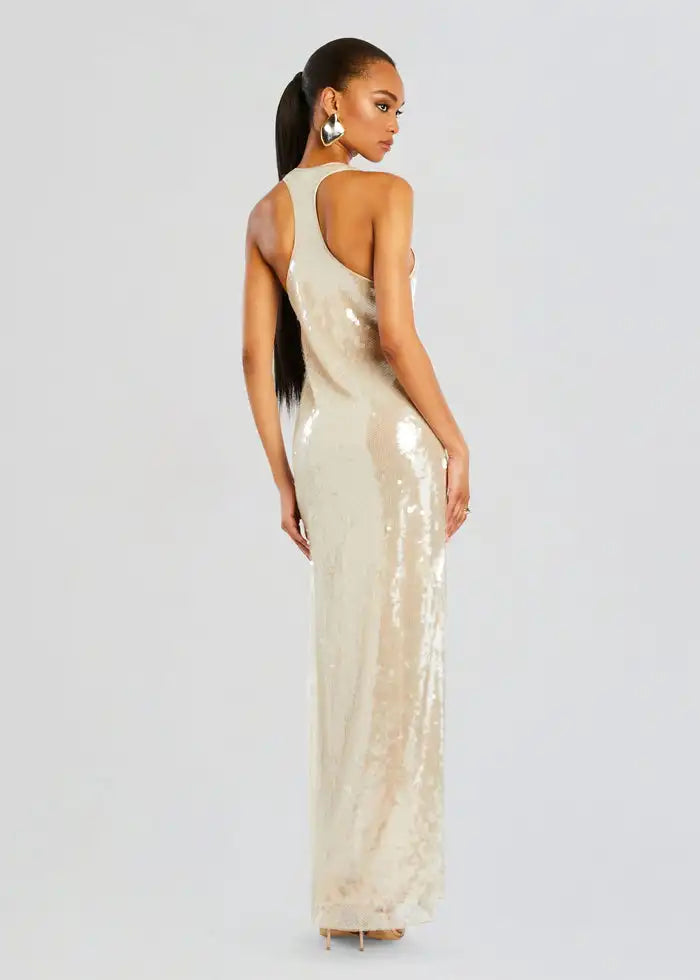 2025 New Fashion Shinning Sequins Women Sexy Sleeveless O-Neck Bodycon Long Dress Celebrate Nightclub Party Bar Singer Outfit