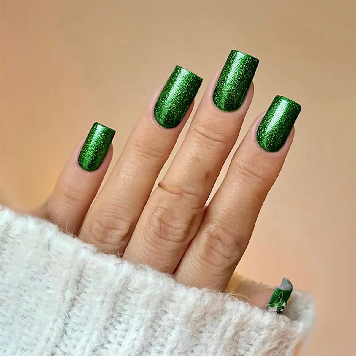 24pcs/set short medium fake nails shinny sparkling glitter square ballet nail tips starry star cat eyes press on false nail art 1111